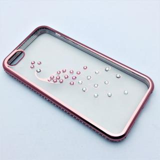 Ružový obal Páv s kamienkami iPhone 5 / 5S / SE (puzdro)