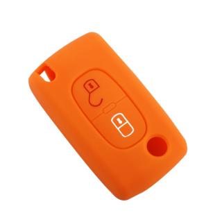 Silikónový obal GARO na kľúč Peugeot, Citroen 2-tlačidlový oranžový