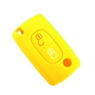 Silikónový obal GARO na kľúč Peugeot, Citroen 2-tlačidlový žltý