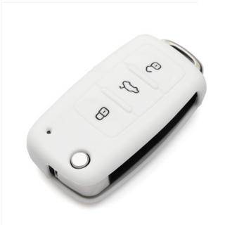 Silikónový obal GARO na kľúč Škoda, VW, Seat bielý (3-tlačítkový)