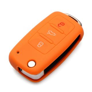 Silikónový obal GARO na kľúč Škoda, VW, Seat oranžový (3-tlačítkový)