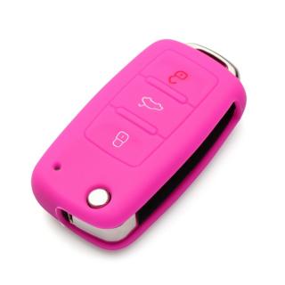 Silikónový obal GARO na kľúč Škoda, VW, Seat ružový (3-tlačítkový)