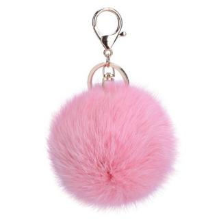 Svetlo ružový chlpatý prívesok na kľúče, kabelku Pom Pom