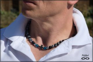 Pánsky náramok a náhrdelník s vločkovým obsidiánom Variant: náhrdelník