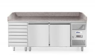 2-dverový chladiaci stôl na pizzu so 7 zásuvkami a granitovou pracovnou doskou, Arktic, 250L, 230V/250W, 2020x802x(H)1000mm