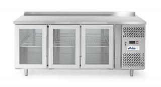 3-dverový chladiaci stôl s bočným agregátom, presklený, Arktic, 420L, 230V/400W, 1795x700x(H)850mm