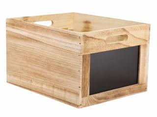 Dřevěný box s popisovacími tabulkami 21x35x28,3 cm