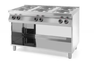 Elektrický vařič Kitchen Line – 6 plotýnek s otevřenou podstavou, HENDI, Kitchen Line, 400V/15600W, 1200x700x(H)900mm