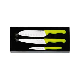 Giesser | Set nožů, zelený – Santoku, kuchařský, Fresh