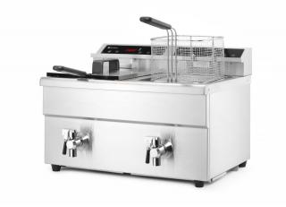 Indukčná fritéza s výpustným ventilom – 2x 8 l, HENDI, Profi Line, 16L, 230V/7000W, 577x609x(H)410mm