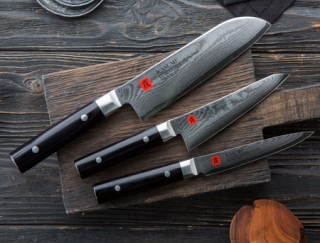 KASUMI | set kuchyňských nožů III DAMASCUS (Japonské kuchyňské nože KASUMI, sada tří nožů)