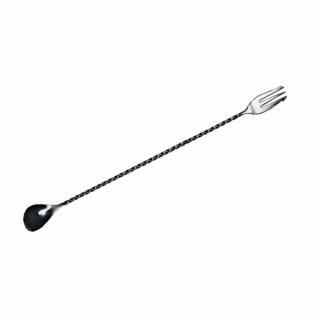 Lyžička barmanská s vidličkou 50 cm, meď