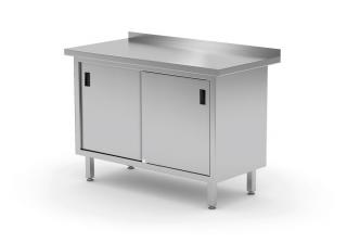 Nástenný stôl, skrinka s posuvnými dvierkami – zváraný, HENDI, Profi Line, 1600x600x(H)850mm