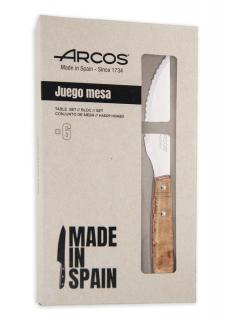 Nože na steaky – sada 6 ks, séria FOREST, Arcos, Svetlá dubová, 6 ks, (L)220mm