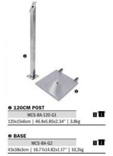 Stojan k osvětlené tabuli LED, výška 120 cm, nerezová ocel