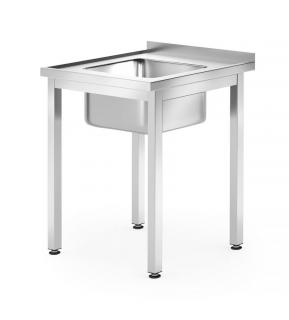 Stůl s umyvadlem s 1 mísou - šroubovaný, hloubka 600 mm, HENDI, Kitchen Line, 1000x600x(H)850mm