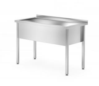 Stůl s umyvadlem - svařovaný, jednokomorový, hloubka 600 mm, výška komory 400 mm, HENDI, Profi Line, 1200x600x(H)850mm