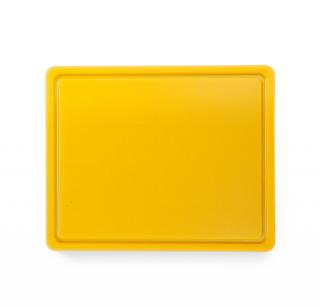 TOMGAST | Krájecí deska, barva žlutá s drážkou, velikost 50x30cm (Krájecí deska polyethylenová, žlutá s drážkou, velikost 50x30cm)