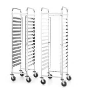 Vozík na prepravu nádob– dvojitý 15x GN 1/1, HENDI, Kitchen Line, GN 1/1, Strieborná, 380x550x(H)1705mm