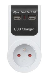 Adaptér USB 230V/5V (2xUSB priechodzí)