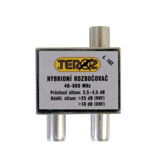 Anténny rozbočovač 2x TV IEC (hybridný) Teroz