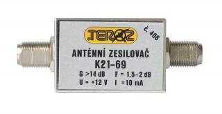 Antenný zosilňovač nízkošumový DVB-T 14dB F-F Teroz ...