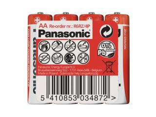 Batéria R6 (AA) Red zinkouhlíková, PANASONIC 4S