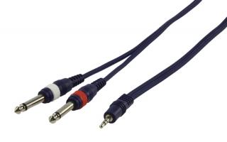 Kábel audio JACK 3.5 mm - 2x JACK 6.3 mm 3 m HQM-205/3