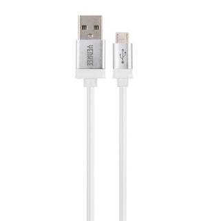 Kábel USB - Micro USB, bielo-strieborný 1m YENKEE YCU 201 ...