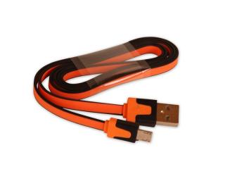 Kábel USB - Micro USB plochý oranžový 80 cm CPA