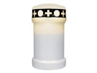 LED náhrobná sviečka biela plus batéria ZADARMO