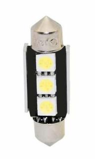 LED žiarovka 12V, sufit (39mm) biela, 3LED 3SMD