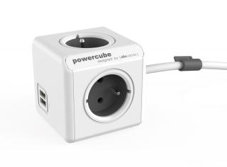 Zásuvka PowerCube EXTENDED USB s káblom 1,5m šedá