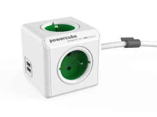 Zásuvka PowerCube EXTENDED USB s káblom 1.5m zelená