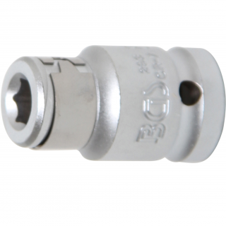 Adaptér pre bity, s poistnou guľôčkou, 1/2  pohon, 5/16  vnútorný 6-hran (Bit Adaptor with retaining Ball | 12.5 mm (1/2 ) Drive | internal Hexagon 8 mm (5/16 ) (BGS 293))