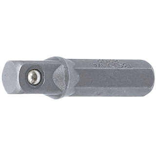Adaptér pre račňu bitovú, vonkajší 6-hran 1/4  x vonkajší 4-hran 1/4 , 30 mm (Bit Ratchet Adaptor | ext. Hexagon 6.3 mm (1/4 ) - ext. square 6.3 mm (1/4quot;) | 30 mm (BGS 8202))