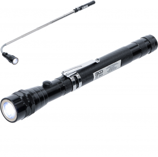 Baterka LED teleskopická s magnetom na vyťahovanie predmetov, 2 v 1, BGS 9303 (Extendable LED Flashlight with Magnetic Pick Up Tool |  2-IN-1  (BGS 9303))