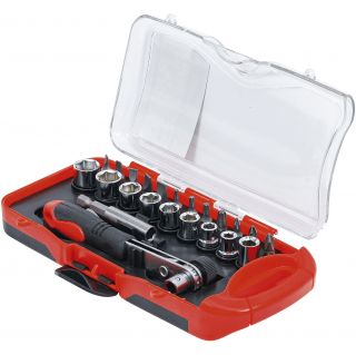 Bity a hlavice, s račňou pre bity, 23 dielov, BGS 20123 (Bit / Socket Set | with Bit Ratchet | 23 pcs. (BGS 20123))