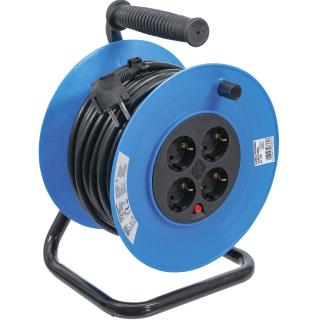 Bubon káblový, 25 m, 3 x 1,5 mm², 4 zásuvky, IP 20, 3000 W, BGS 3361 (Cable Reel | 25 m | 3 x 1,5 mm² | 4 Socket Outlets | IP 20 | 3000 W (BGS 3361))