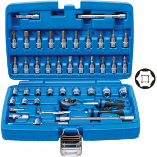 Gola sada 1/4 , 6-hran, palcové 5/32  - 9/16 , 46 dielov, BGS 2141 (Socket Set | 6.3 mm (1/4 ) | Inch Sizes | 46 pcs. (BGS 2141))