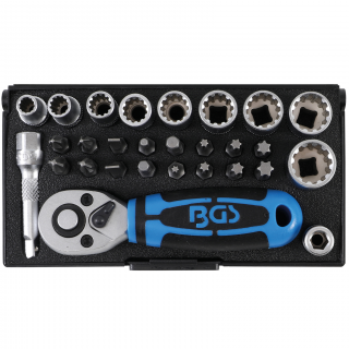 Gola sada 1/4 , Gear Lock 5 - 13 mm, 28 dielov, BGS 2143 (Socket Set | 6.3 mm (1/4 ) Drive | 5 - 13 mm, 28 pcs. (BGS 2143))