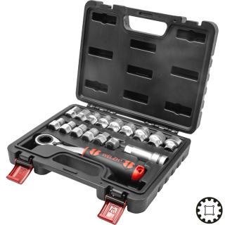 Gola sada priechodzia, Gear Lock 10 - 24 mm, 17 dielov, Welzh 5515-WW (Socket Set; 17-Piece Go-Through, 3/8'', 1/2'' (Welzh 5515-WW))