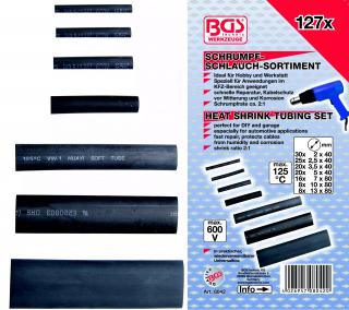 Hadičky zmršťovacie, Ø 2 - 13 mm, čierne, 127 dielov, BGS 8042 (Shrink Tube Assortment | Ø 2 - 13 mm | black | 127 pcs. (BGS 8042))