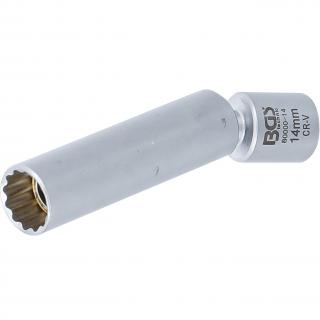 Hlavica na zapaľovacie a žeraviace sviečky, 3/8 , 12-hran, 14 mm, BGS 80000-14 (Swivel Glow &amp; Spark Plug Socket | 10 mm (3/8 ) | 14 mm (BGS 80000-14))