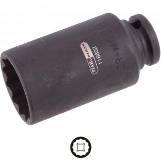 Hlavica nástrčná tvrdená, 1/2 , 12-hran, 32 mm, dĺžka 85 mm, STAHLMAXX 116602 (Impact Socket, 12-point, 32 mm, 1/2  Drive, Length 85 mm (STAHLMAXX 116602))