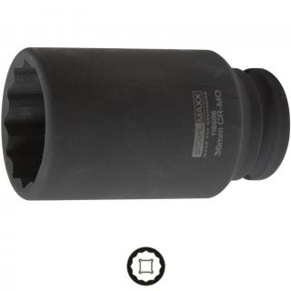 Hlavica nástrčná tvrdená, 1/2 , 12-hran, 36 mm, dĺžka 85 mm, STAHLMAXX 116606 (Impact Socket, 12-point, 36 mm, 1/2  Drive, Length 85 mm (STAHLMAXX 116606))