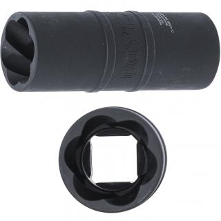 Hlavica obojstranná, tvrdená, 1/2 , vyťahovák poškodených skrutiek / 6-hran, 21 mm (Special Impact Double-Sided Socket 21 mm | 12.5 mm (1/2 ) (BGS 7467-21))