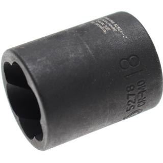 Hlavica špirálová 3/8  / vyťahovák poškodených skrutiek, 18 mm, BGS 5278 (Twist Socket (Spiral Profile) / Screw Extractor | 10 mm (3/8 ) Drive | 18 mm (BGS 5278))