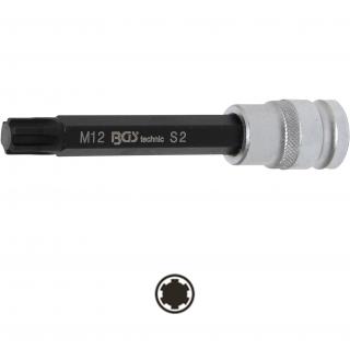 Hlavica zástrčná 1/2 , dĺžka 120 mm, RIBE-profil M12, BGS 5010 (Bit Socket | length 120 mm | 12.5 mm (1/2 ) Drive | Spline (for RIBE) | M12 (BGS 5010))