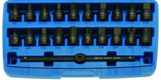 Hlavice na olejové výpuste, 3/8 , 21 dielov, BGS 1014 (Special Oil Drain Socket Set | 10 mm (3/8 ) | 21 pcs. (BGS 1014))